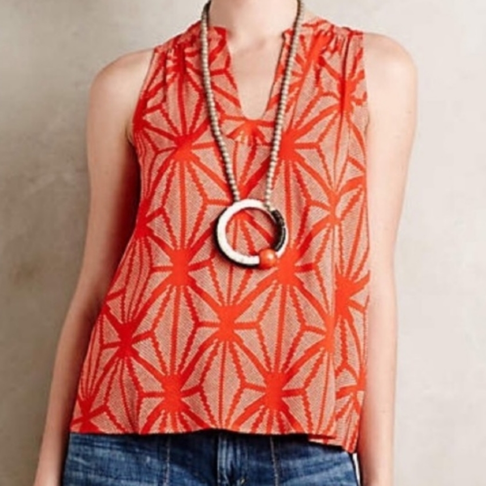 Anthropologie Maeve Enna Geometric Tank Blouse - 6